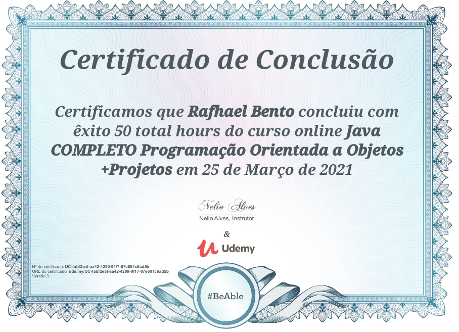 Certificado udemy Java