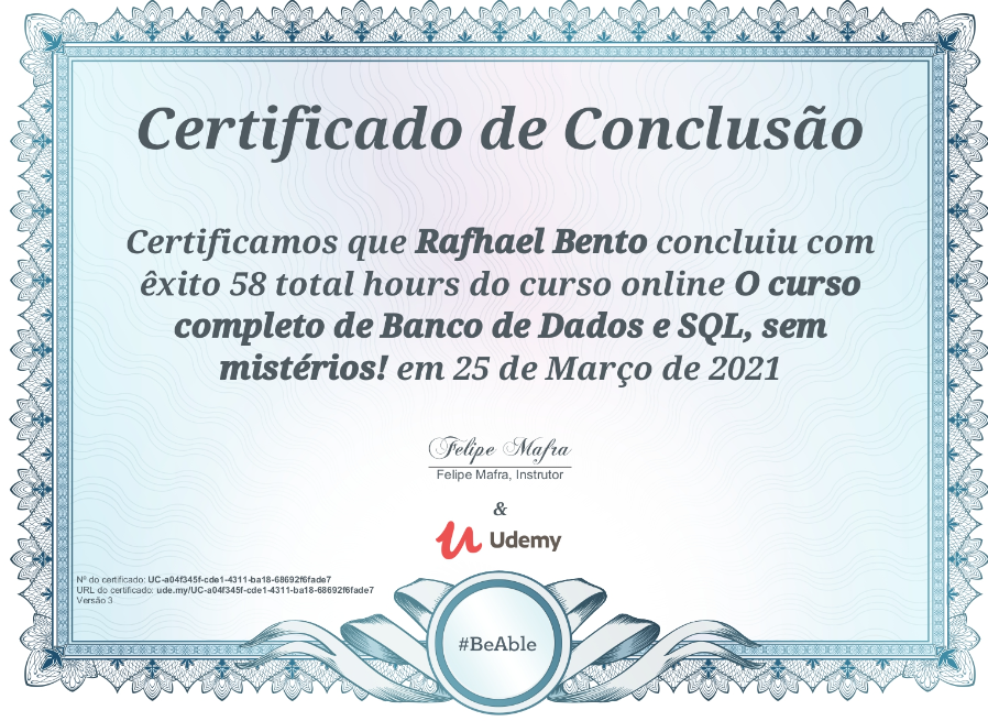 Certificado Udemy SQL